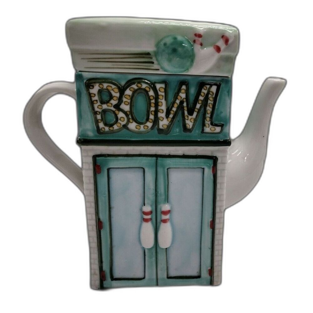 Twinings Collectible Teapot Bowling Salad Bowl Novelty Kitschy Cottagecore - Picture 2 of 8